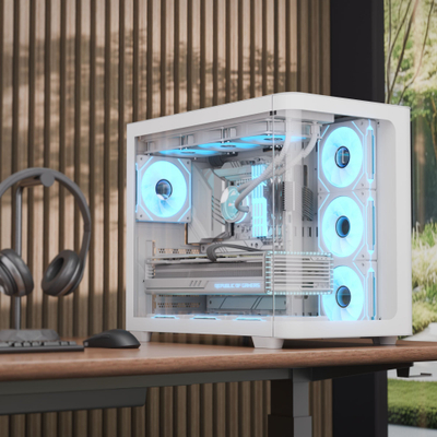 Kase kompjuteri Aerocool P500C Mid Tower, xham i temperuar i lakuar, gaming, e bardhë