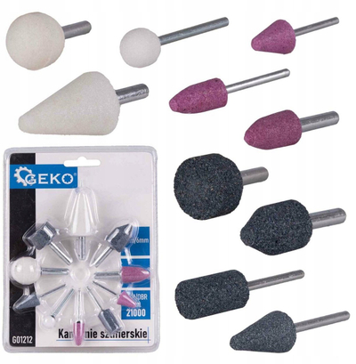 Set gurë gërryes për vegël rrotulluese GEKO G01212, 10 copë, bosht 6mm, shumëngjyrësh
