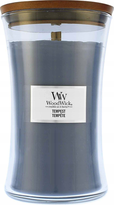 Qiri aromatik WoodWick Tempest, 609g, xham transparent
