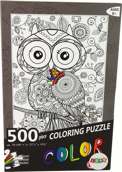 Puzzle për ngjyrosje LEANToys OWL, 500 copë, 70x50 cm, me ngjyra
