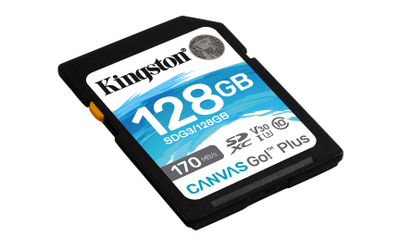Kartë memorie Kingston Canvas Go Plus SD, 128GB, e zezë