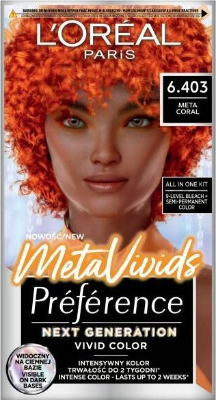 Ngjyrë gjysmë-permanente flokësh L’Oréal Paris Préférence Meta Vivids 6.403 Coral, 1 copë, korale