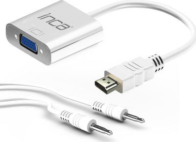 Adapter HDMI në VGA INCA IHTVJ-7, me audio USB, 1080p, i zi