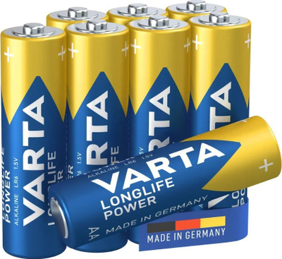 Bateri alkaline Varta Longlife Power AA, 1.5V, pako me 8 copë