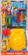 Set veglash për ndërtimtar Pegaz Toys Tool Set, me helmetë, plastikë, e verdhë