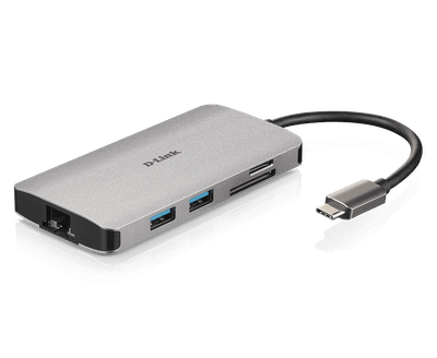 Docking station USB C D Link DUB M810, 8 në 1, 4K HDMI, gri
