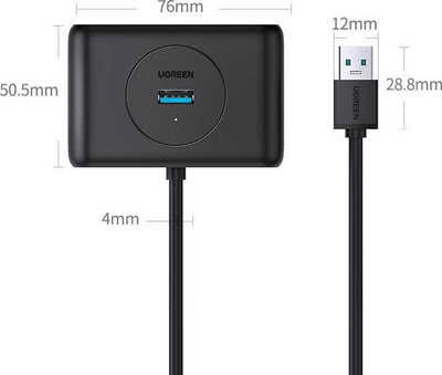 Hub USB Ugreen me 4 porta, USB 3.0, 1 m, i zi