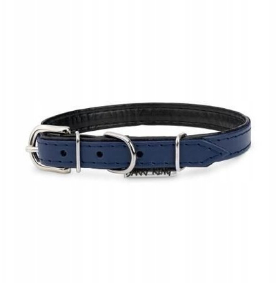 Qafore qeni Barry King, lëkurë natyrale, 16mm 45cm, blu navy dhe e zezë