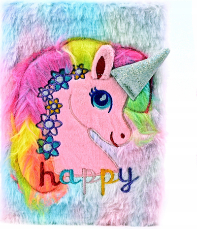 Ditari me pelush Furry Unicorn, format A5, ngjyra të ndryshme