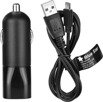 Karikues për makinë Blue Star, 1x USB A, 2A, i zi