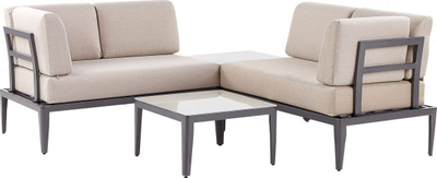 Set këndi kopshti Beliani RIMA III, 6 persona, alumini, bezhë gri