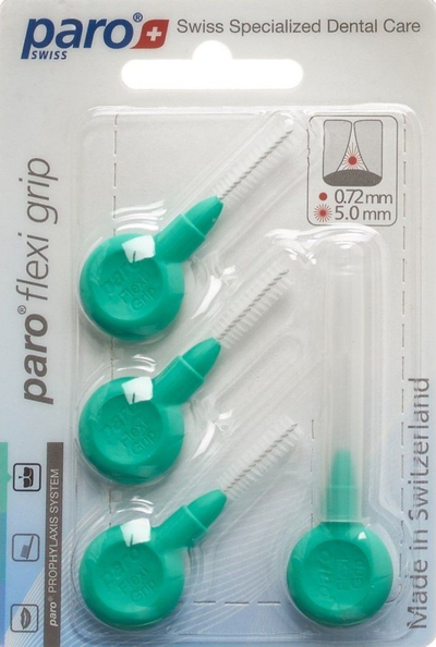 Furça interdentale Paro Flexi Grip 71075, 0.72mm 5.0mm, set me 4 copë, jeshile