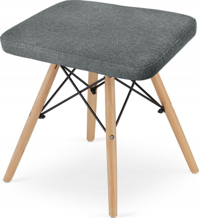 Tabure Oskar Stool WERK, material gri, këmbë natyrale druri
