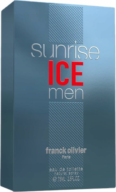 Parfum burrash Franck Olivier Sunrise Ice Men, EDT 75 ml, aromë e freskët, blu