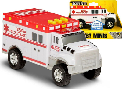 Autoambulancë lodër Tonka Tough Cab, me drita dhe zhurma, e bardhë me të kuqe