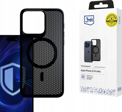 Mbulesë telefoni 3mk COOLing MagCase për iPhone 16 Pro Max, MagSafe, me rrjetë ftohëse, transparente