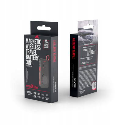 Портабилен полнач Maxlife MXPB-08, 10000mAh, безжичен магнетен, црн
