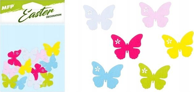 Dekor Pashke MFP flutura druri, 3cm, set 12 copë, shumëngjyrëshe
