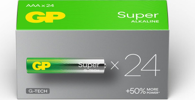 Bateri alkaline GP Super G-TECH AAA, 24 copë, argjend e gjelbër