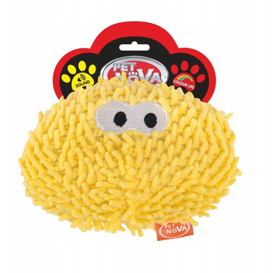 Плюш играчка за кучиња ПЕТ НОВА PLU-MOPPYBALL, 11cm, со звук, жолта
