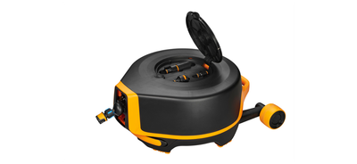Rrotë automatike Fiskars, për zorrë të ujitjes, XL, zezë/ portokalli