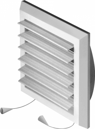 Grilë ventilimi mbyllëse, 175x175mm, dalje Ø100mm, e bardhë