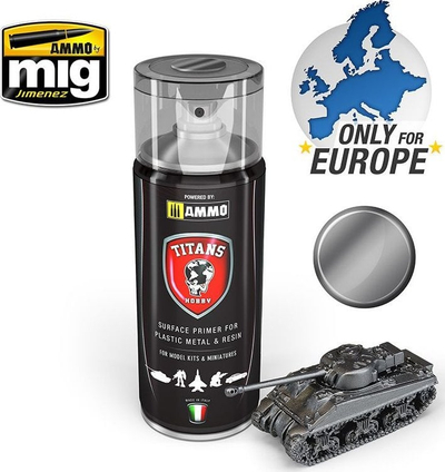 Primer sprej Vallejo Ammo Titans, për modele plastike metalike dhe resin, Gun Metal