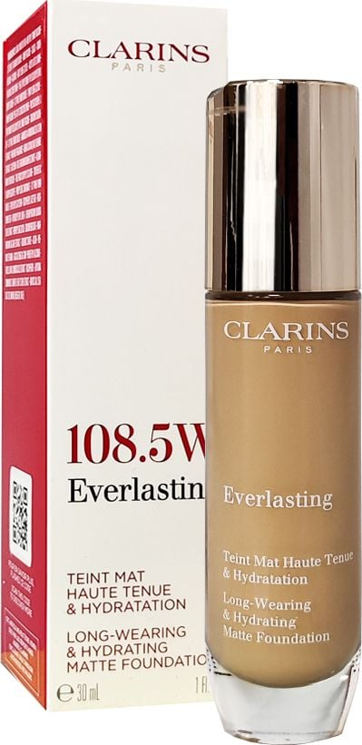 Fondatinë Clarins Everlasting Foundation, 30ml, mbulim i lartë, nuanca 108.5W Cashew