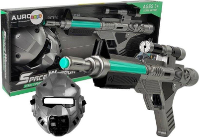 Set lodre Leantoys Space Weapon, pistolete lazer me drita edhe ze, maske hapesinore, gri