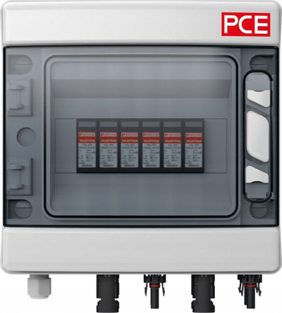 Kasetë mbrojtëse PV SOL-line 90PV009, 2x paratrufë DC T2, IP65, gri
