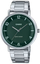 Orë dore Casio MTP-VT03D-3B, kuarc, çelik inox, ciferblatë jeshile