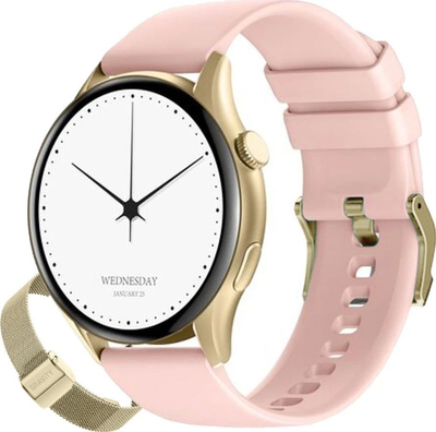 Smartwatch për goca Gravity GT11 3, ekran 1.43" AMOLED, Bluetooth 5.2, ari rozë