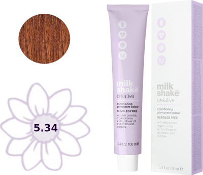Bojë flokësh Milk Shake Creative 5.345GC, kafe e çelët bakër e artë, 100 ml