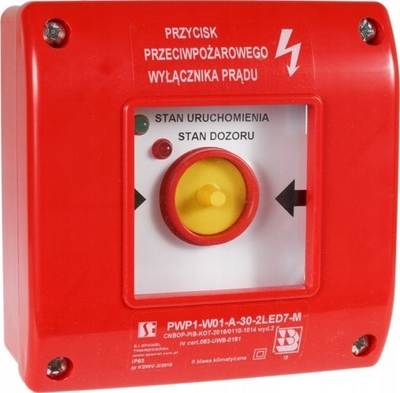 Buton zjarmi me dorë Spamel PWP1, 1NO 1NC, me çekan, me LED, i kuq jeshil