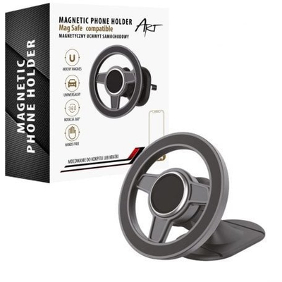 Mbajtëse magnetike veture ART 2IN1, MagSafe, për grilë ajri dhe bord, e zezë
