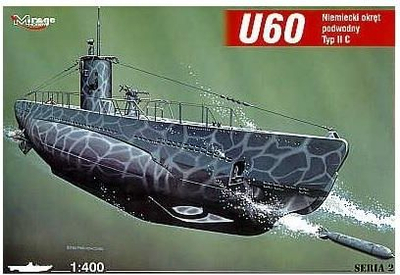 Mirage Hobby моделски комплет, Германска подморница U-60 (Type IIC), 1:400