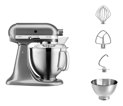 Mikser kuzhine KitchenAid Artisan 5KSM185PSEMS, 4.8L, 300W, gri metalik
