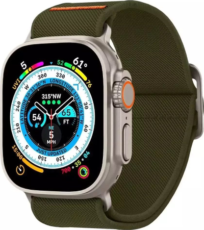 Rrip dore Spigen Fit Lite Ultra për Apple Watch 4 5 6 7 SE 8 Ultra 44 45 49mm, najlon, kaki