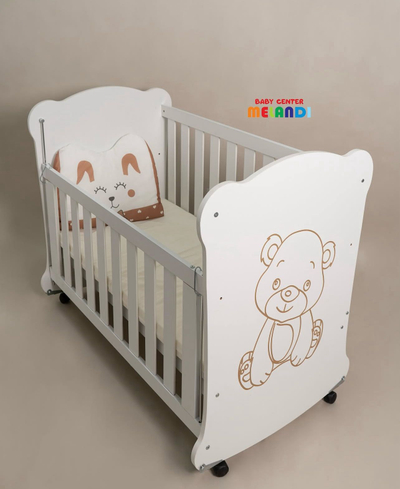 Shtrat për bebe Baby Center Melandi Sweet Bear, 120x60cm, i bardhë