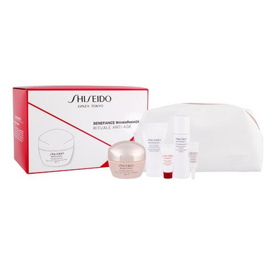 Set kundër rrudhave Shiseido Benefiance Wrinkle Resist krem 50 ml + shkumë 30 ml + zbutës 30 ml + koncentrat 5 ml + krem për sy 3 ml