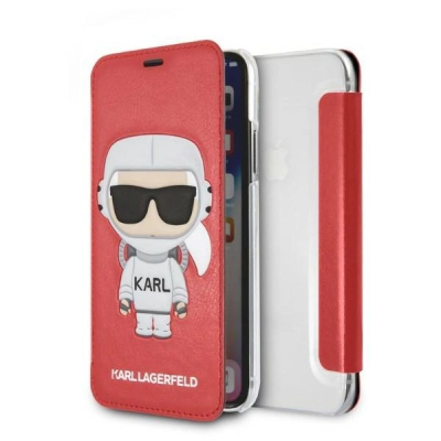 Kapak libri Karl Lagerfeld KLFLBKPXKSCORE për iPhone X XS, lëkurë ekologjike, i kuq