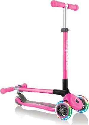 Trotinet Globber Primo Foldable, 3 rrota, me drita LED, rozë e errët