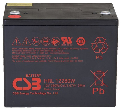 Батерија УПС ЦСБ ХРЛ1225В, 12V, 6Ah, црна