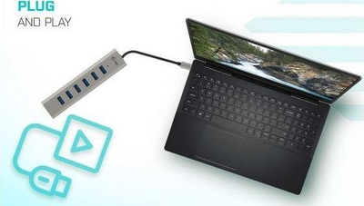 Hub USB C I-tec 7 Port, USB 3.2 Gen1, karikim i shpejtë 7.5W, gri