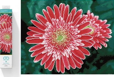 Set pikturimi me diamant DIAMOND DOTZ Pink Gerberas, kanavacë dekorative, margarita rozë