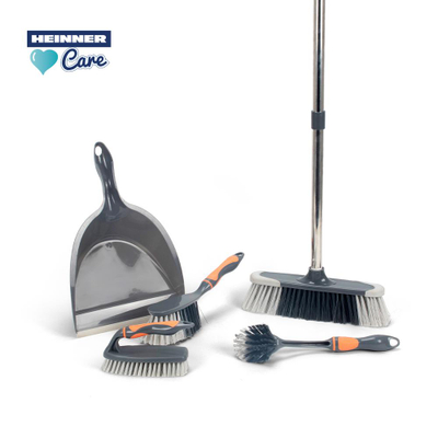 Set pastrimi Heinner Care Mega Clean, 5 pjesë, çelik inox dhe gomë, gri dhe portokalli