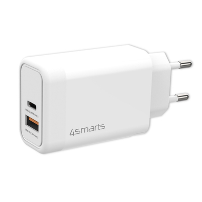 Adapter rryme 4smarts VoltPlug, 45W, me 2 porta USB e USB-C, i bardhë
