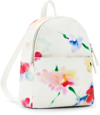 Çantë shpine për femra Desigual Back Liqiudflower, e bardhë