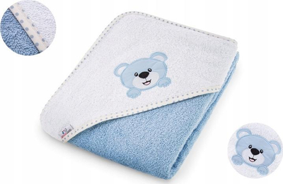 Peshqir me kapuç për bebe Bocioland Bear, 80 x 80 cm, pambuk 100%, blu