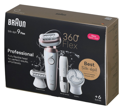 Epilatori Braun Silk-épil 9 Flex 9-360 3D, 40 pinceta, i bardhë me rozë